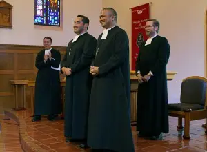 (L-R) Novitiate Director Bro. Kevin Slate, Bro. Roberto Martinez, Bro. Patrick Martin, and District of San Francisco Visitor Bro. Donald Johanson