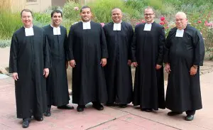 Brother Kevin Slate, at left, is pictured with novices in August 2013 and former sub-director Brother Philip Johnson.