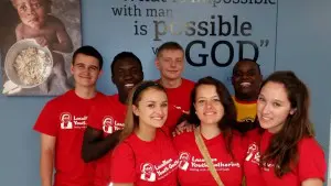 Students from DeLaSalle High School at Feed My Starving Children on their service day. Photo courtesy DeLaSalle High School.