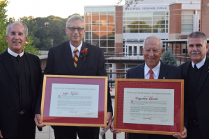 Brothers Dennis Malloy (left) and John Kane flank the newest Affiliated members to the Institute Augie Miceli, Sr. and John Thaler